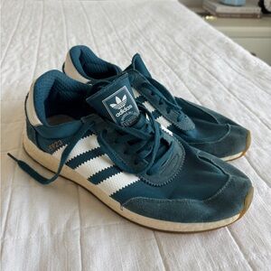 Adidas Men's Dark Teal and White Sneakers